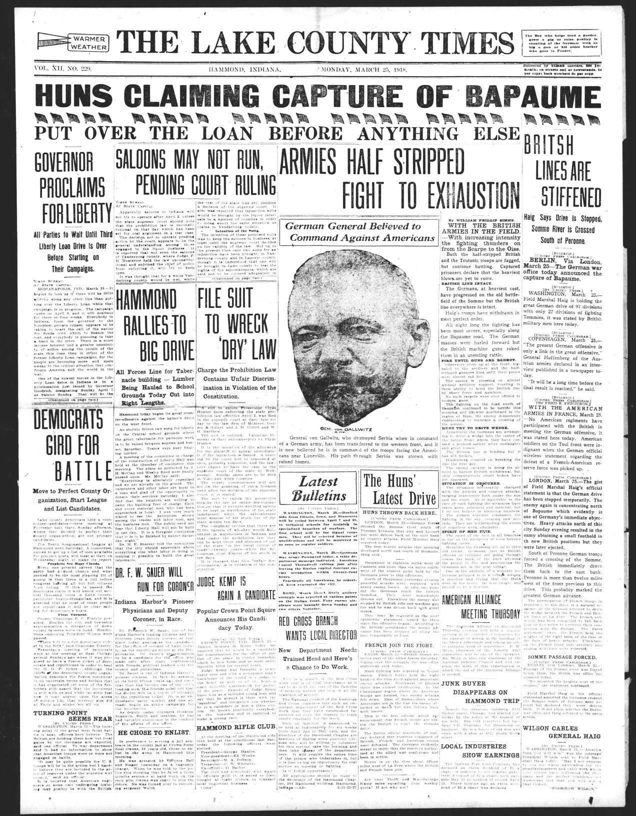 March 25, 1918: Armies Half Stripped Fight To Exhaustion